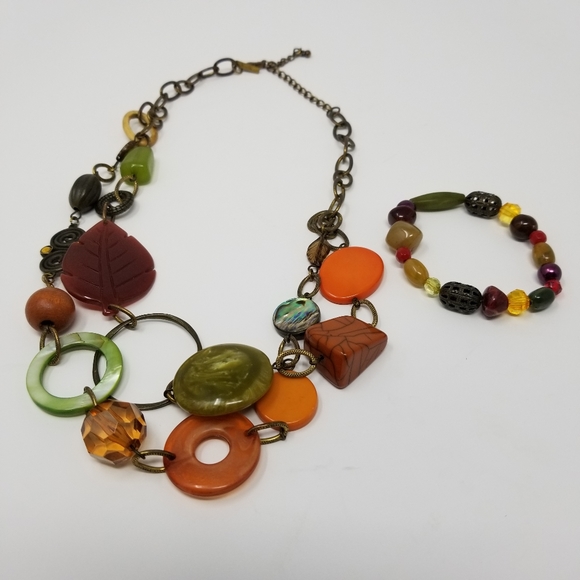 Chunky Lane Bryant Necklace Mixed Media & Bracelet